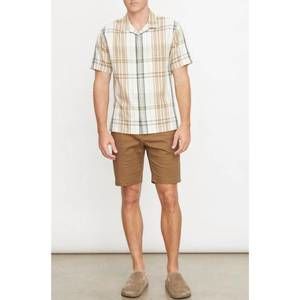 NEW VINCE men's ibiza plaid shirt in beige